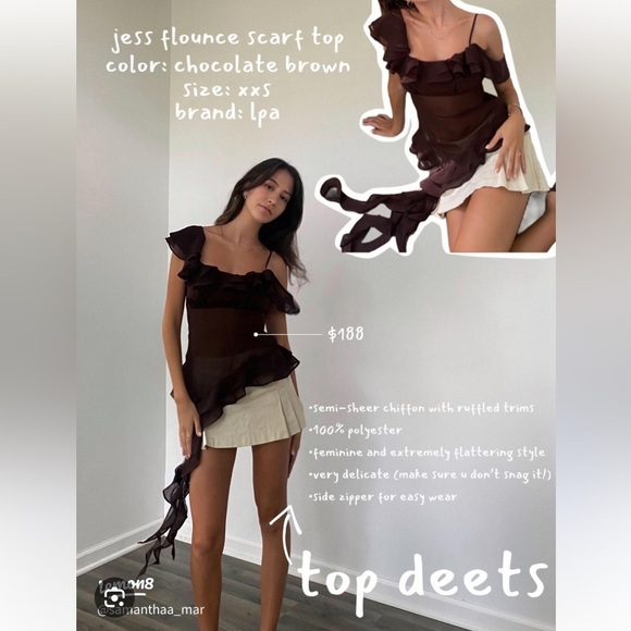 LPA Jess Flounce Scarf Top in Chocolate Brown New with Tags! - Picture 2 of 9